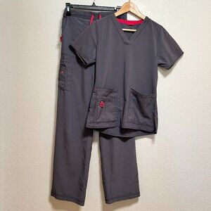 Carhartt Force Cross Flex Scrubs 2 Piece‎ XS Top and Tall S Bottom Grey Pink